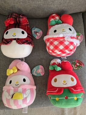 Sanrio My Melody Holiday Plush Set - Red, Pink, Green, White 8 Inch